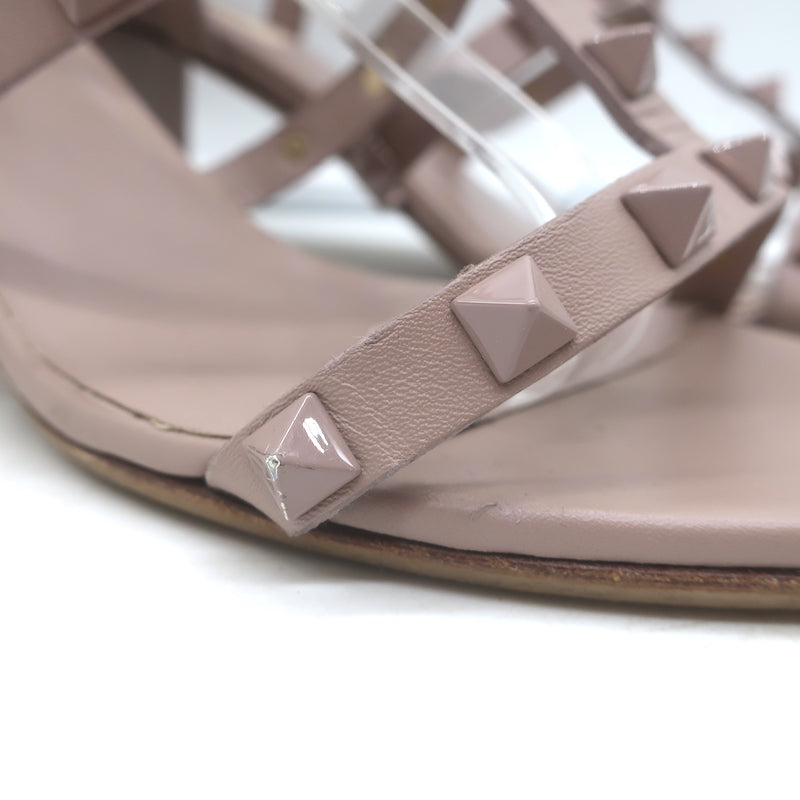Valentino Rockstud Caged Sandals Poudre Leather Size 39 Ankle Strap Heels