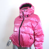 Moncler Moselotte Metallic Hooded Down Puffer Jacket Pink Size 2