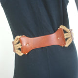 Ralph Lauren Wide Rope Belt Brown Leather Size Medium