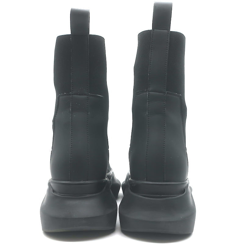 Rick Owens DRKSHDW Abstract Beatle Boots Black Faux Leather Size 37.5 D