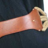 Ralph Lauren Wide Rope Belt Brown Leather Size Medium