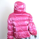 Moncler Moselotte Metallic Hooded Down Puffer Jacket Pink Size 2