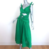 Zimmermann Tiggy Cutout Knotted Linen Midi Dress Green Size 1