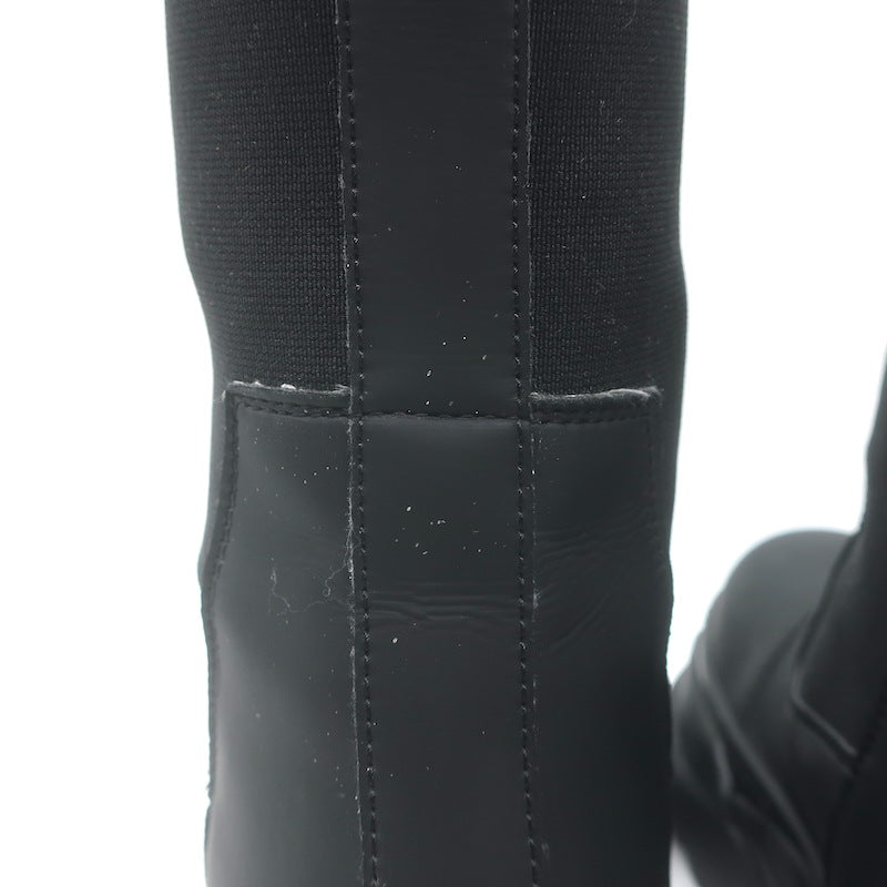 Rick Owens DRKSHDW Abstract Beatle Boots Black Faux Leather Size 37.5 D