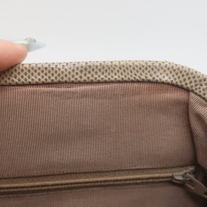 Vintage Judith Leiber Tigers Eye Clutch Taupe Karung Snakeskin Crossbody Bag