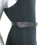 Vintage Chanel CC Turn Lock Belt Black Caviar Leather Size 75 US 30