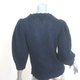 G. Label by goop One-and-Done Puff Sleeve Sweater Navy Cotton Size Medium NEW