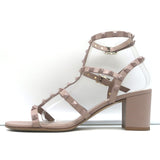 Valentino Rockstud Caged Sandals Poudre Leather Size 39 Ankle Strap Heels