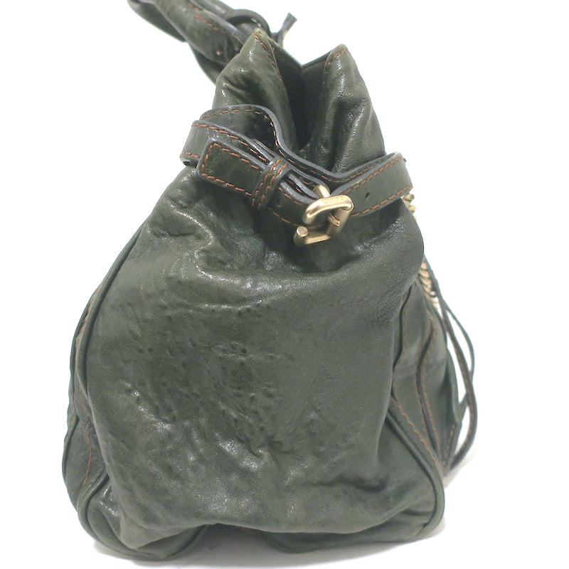 Chloe Large Paddington Capsule Tote Dark Green Leather Shoulder Bag