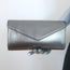 Yves Saint Laurent Small Envelope Clutch Gunmetal Metallic Leather