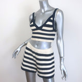 Kule Striped Knit Camille Tank & Agnes Shorts Set Ivory/Navy Size Small/Medium