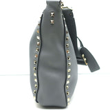 Valentino Rockstud Flip Lock Messenger Bag Gray Grained Leather