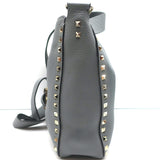 Valentino Rockstud Flip Lock Messenger Bag Gray Grained Leather