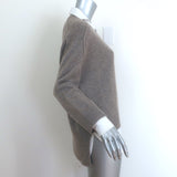 Brochu Walker Looker Layered V-Neck Sweater Taupe/White Wool-Cashmere Size Small