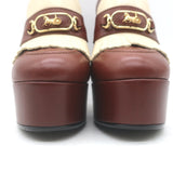 Ce­line Melody Platform Kiltie Loafer Pumps Brown Leather Size 36.5