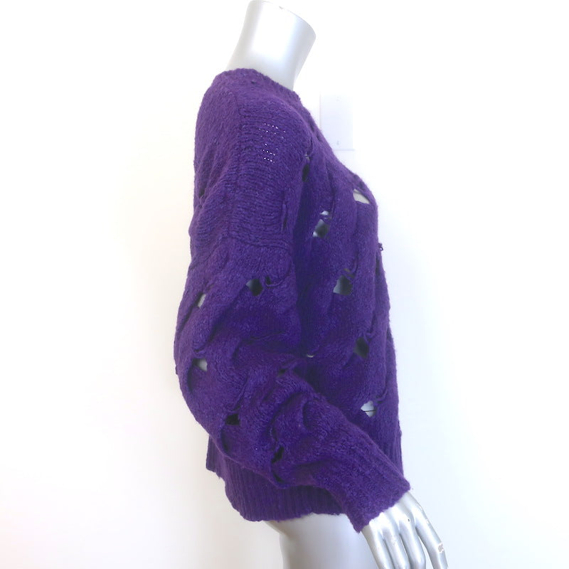 Isabel Marant Etoile Sesley Open-Knit Sweater Purple Alpaca-Blend Size 36