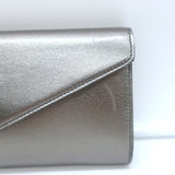 Yves Saint Laurent Small Envelope Clutch Gunmetal Metallic Leather