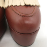 Ce­line Melody Platform Kiltie Loafer Pumps Brown Leather Size 36.5