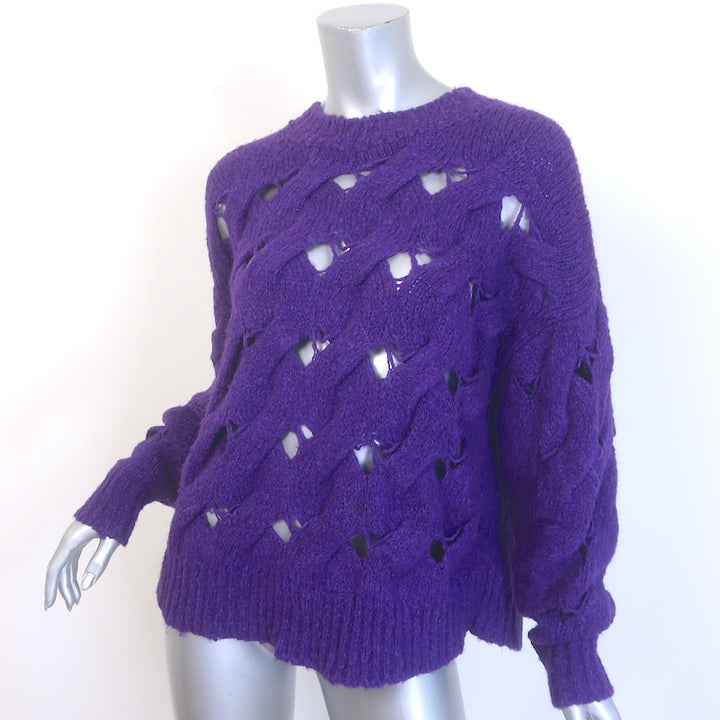 Isabel Marant Etoile Sesley Open-Knit Sweater Purple Alpaca-Blend Size 36