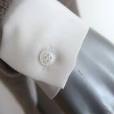 Brochu Walker Looker Layered V-Neck Sweater Taupe/White Wool-Cashmere Size Small