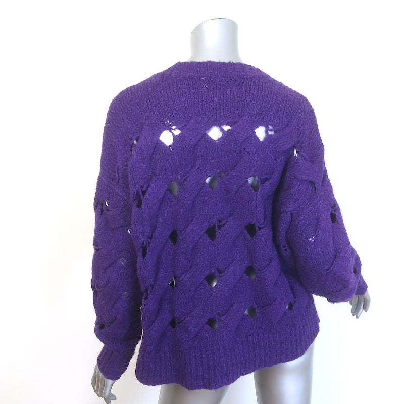 Isabel Marant Etoile Sesley Open-Knit Sweater Purple Alpaca-Blend Size 36