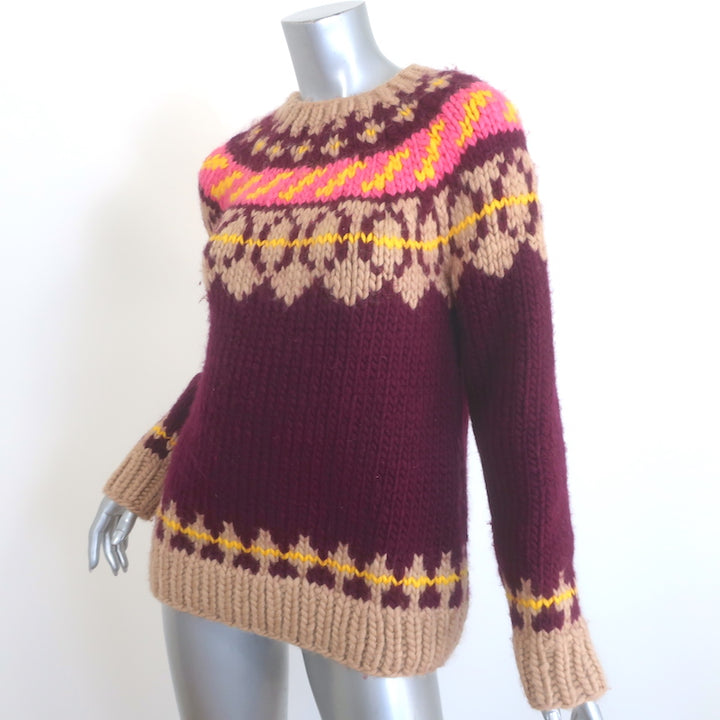 Tory Burch Fair Isle Pullover Sweater Purple Wool Size Small