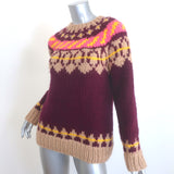 Tory Burch Fair Isle Pullover Sweater Purple Wool Size Small