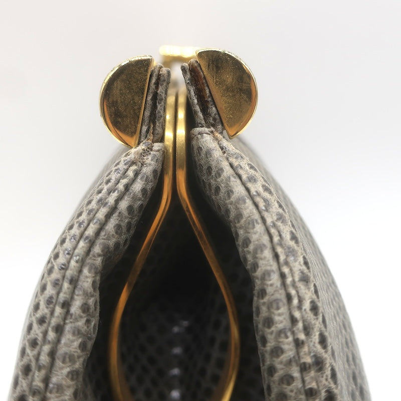Vintage Judith Leiber Large Clutch Gray Pleated Karung Snakeskin Crossbody Bag