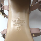 Valentino Rockstud Caged Sandals Poudre Leather Size 39 Ankle Strap Heels