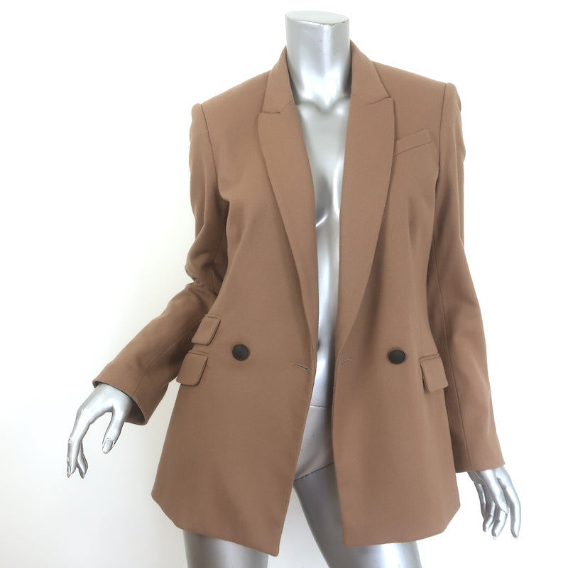 Rag &amp; Bone Duke double-breasted camel wool-blend blazer, size 6 — authentic pre-owned, gently worn luxury piece.