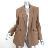 Rag & Bone Duke double-breasted camel wool-blend blazer, size 6 — authentic pre-owned, gently worn luxury piece.