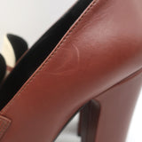 Ce­line Melody Platform Kiltie Loafer Pumps Brown Leather Size 36.5