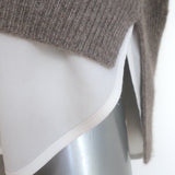 Brochu Walker Looker Layered V-Neck Sweater Taupe/White Wool-Cashmere Size Small