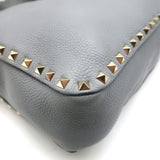 Valentino Rockstud Flip Lock Messenger Bag Gray Grained Leather