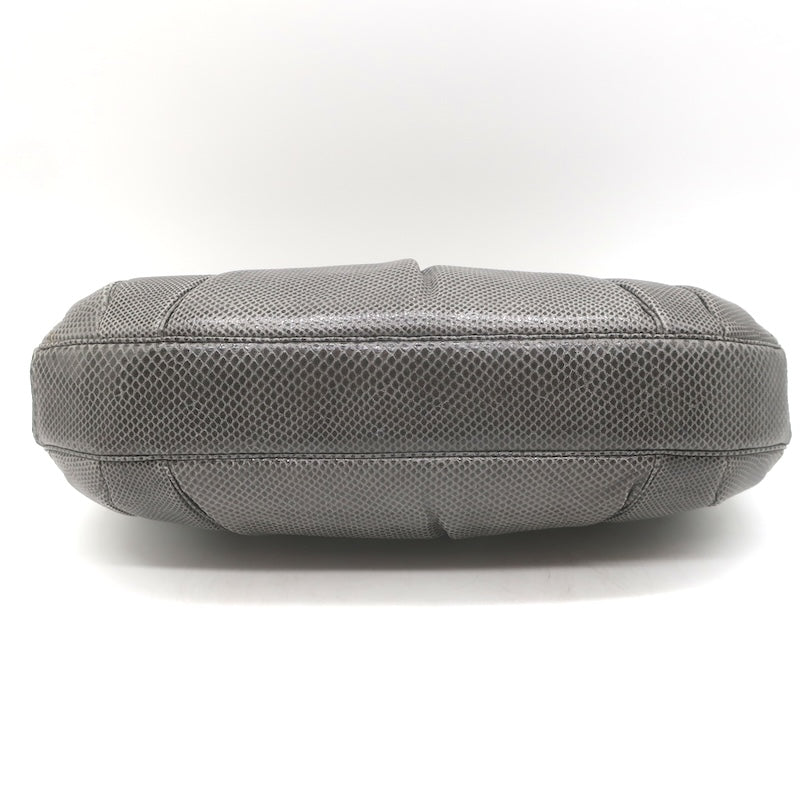 Vintage Judith Leiber Large Clutch Gray Pleated Karung Snakeskin Crossbody Bag