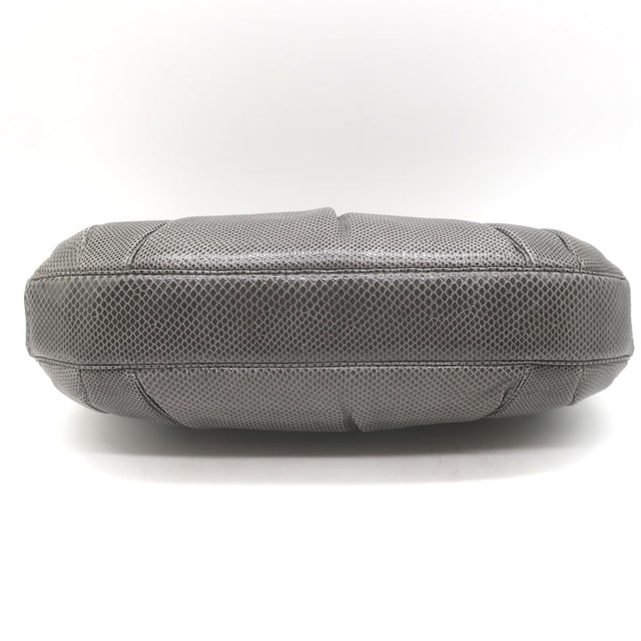 Vintage Judith Leiber Large Clutch Gray Pleated Karung Snakeskin Crossbody Bag