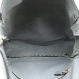 Valentino Rockstud Flip Lock Messenger Bag Gray Grained Leather