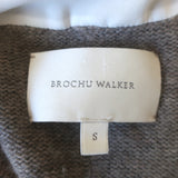 Brochu Walker Looker Layered V-Neck Sweater Taupe/White Wool-Cashmere Size Small