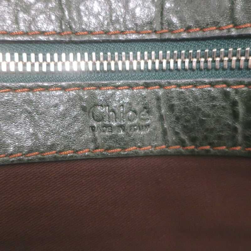 Chloe Large Paddington Capsule Tote Dark Green Leather Shoulder Bag
