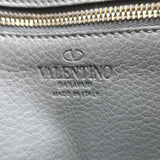 Valentino Rockstud Flip Lock Messenger Bag Gray Grained Leather