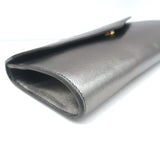 Yves Saint Laurent Small Envelope Clutch Gunmetal Metallic Leather