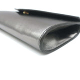 Yves Saint Laurent Small Envelope Clutch Gunmetal Metallic Leather