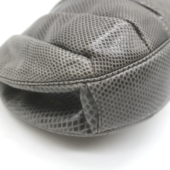 Vintage Judith Leiber Large Clutch Gray Pleated Karung Snakeskin Crossbody Bag