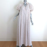 Zimmermann Devi Puff Sleeve Maxi Dress Ivory Metallic-Striped Cotton Size 0