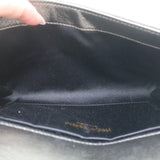 Yves Saint Laurent Small Envelope Clutch Gunmetal Metallic Leather