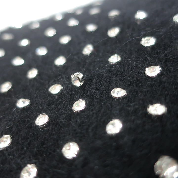 Retrofete Astra Crystal-Embellished Brushed Knit Sweater Black Size Medium