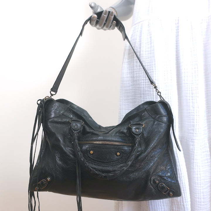 Balenciaga Classic City Bag Black Leather Medium Shoulder Bag