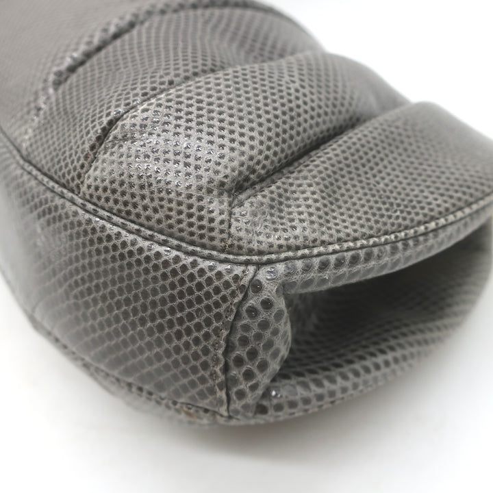 Vintage Judith Leiber Large Clutch Gray Pleated Karung Snakeskin Crossbody Bag