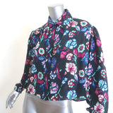 Isabel Marant Valentine Cropped Blouse Floral Print Silk Size 38 Long Sleeve Top