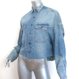 R13 Brindley Cropped Denim Shirt Blue Size Extra Small Long Sleeve Top